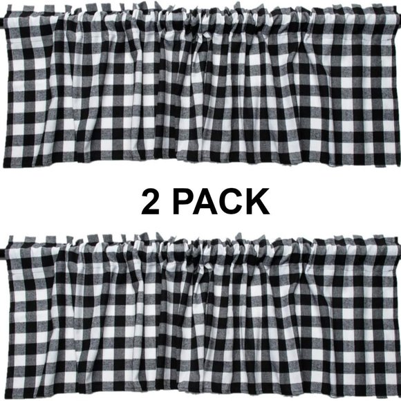 2 Pack Buffalo Check Plaid Cotton Window Curtains - Picture 3 of 3